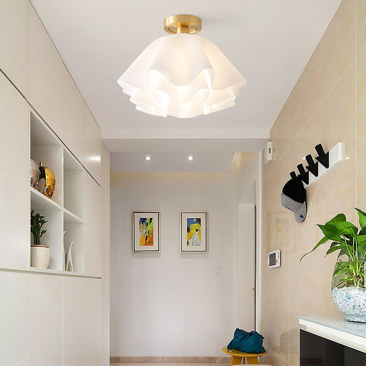 Lustra Pleated Retro Brass Acrylic Ceiling Light | Souliia