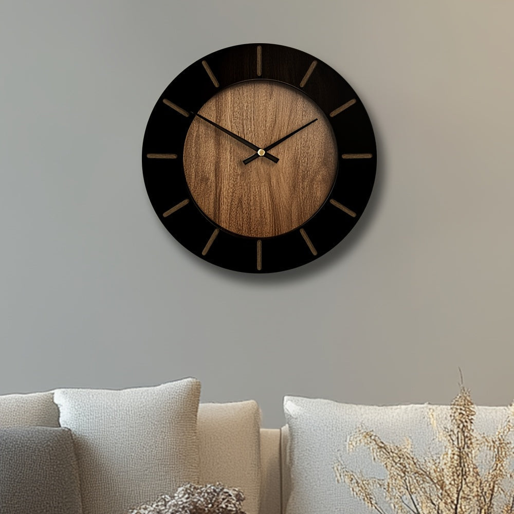 TimberMuse Wooden Wall Clock — Silent Movement, Classic Silhouette