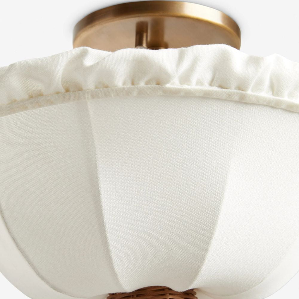 Wickara Natural Wicker Parasol Contemporary Flush-Mount Ceiling Light for Small Rooms | Souliia