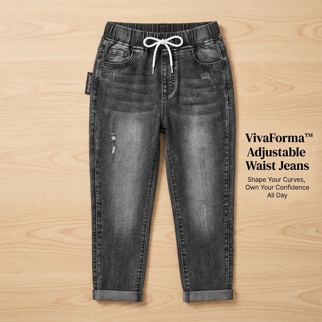 VivaForma – Relaxed Pull-On Stretch Jeans with Adjustable Drawstring Waist - Souliia