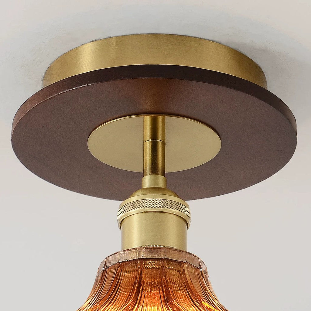 Ribbed Glass Semi Flush Mount Ceiling Light | Souliia