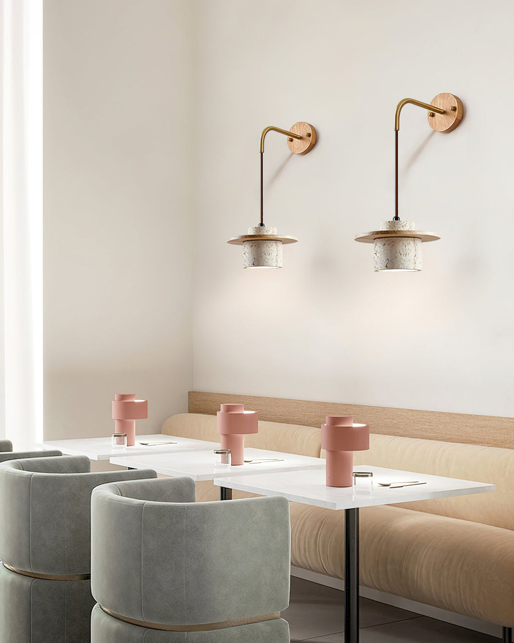 Retro Wabi Sabi Textured Travertine Wall Lamp M01 | Souliia