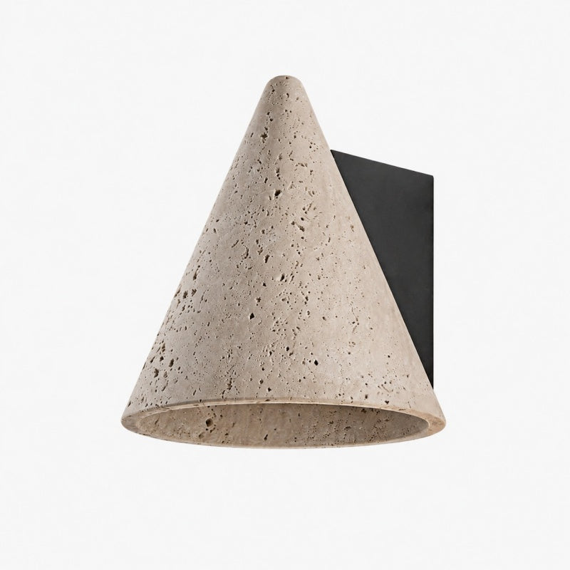 Natural Travertine Cone Wall Sconce | Souliia