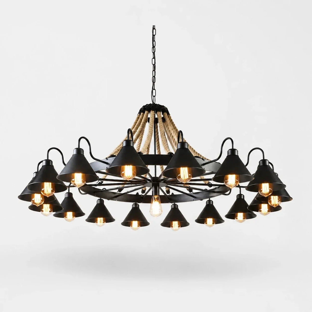 Rustic Farmhouse Rope Chandelier | Souliia
