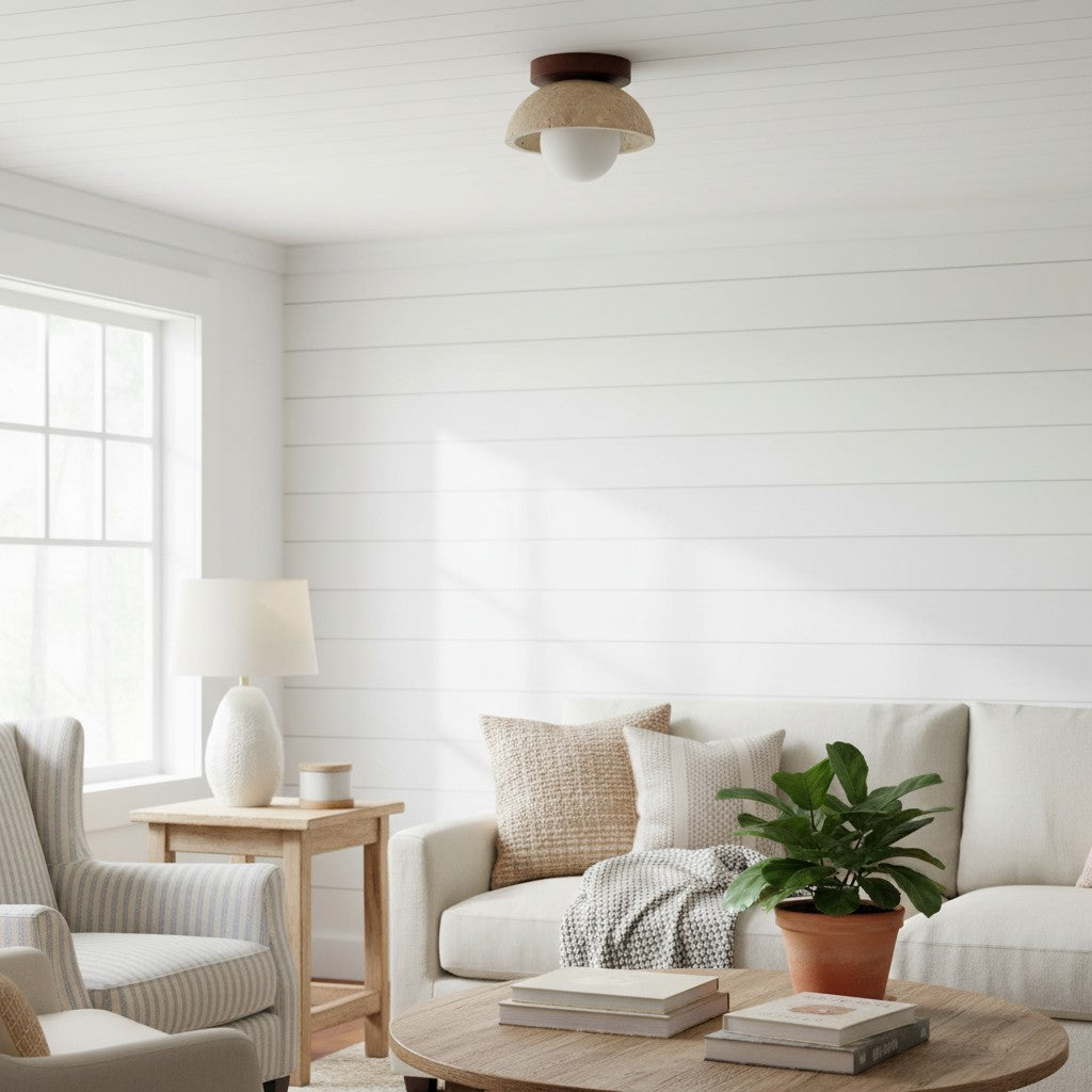 Travira Deckenleuchte mit strukturiertem Schalen-Design, Aufbaumontage – Organischer Stil für Wohnzimmer | Souliia