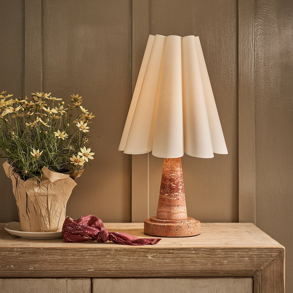 Shadon Marble Pleated Table Lamp | Souliia