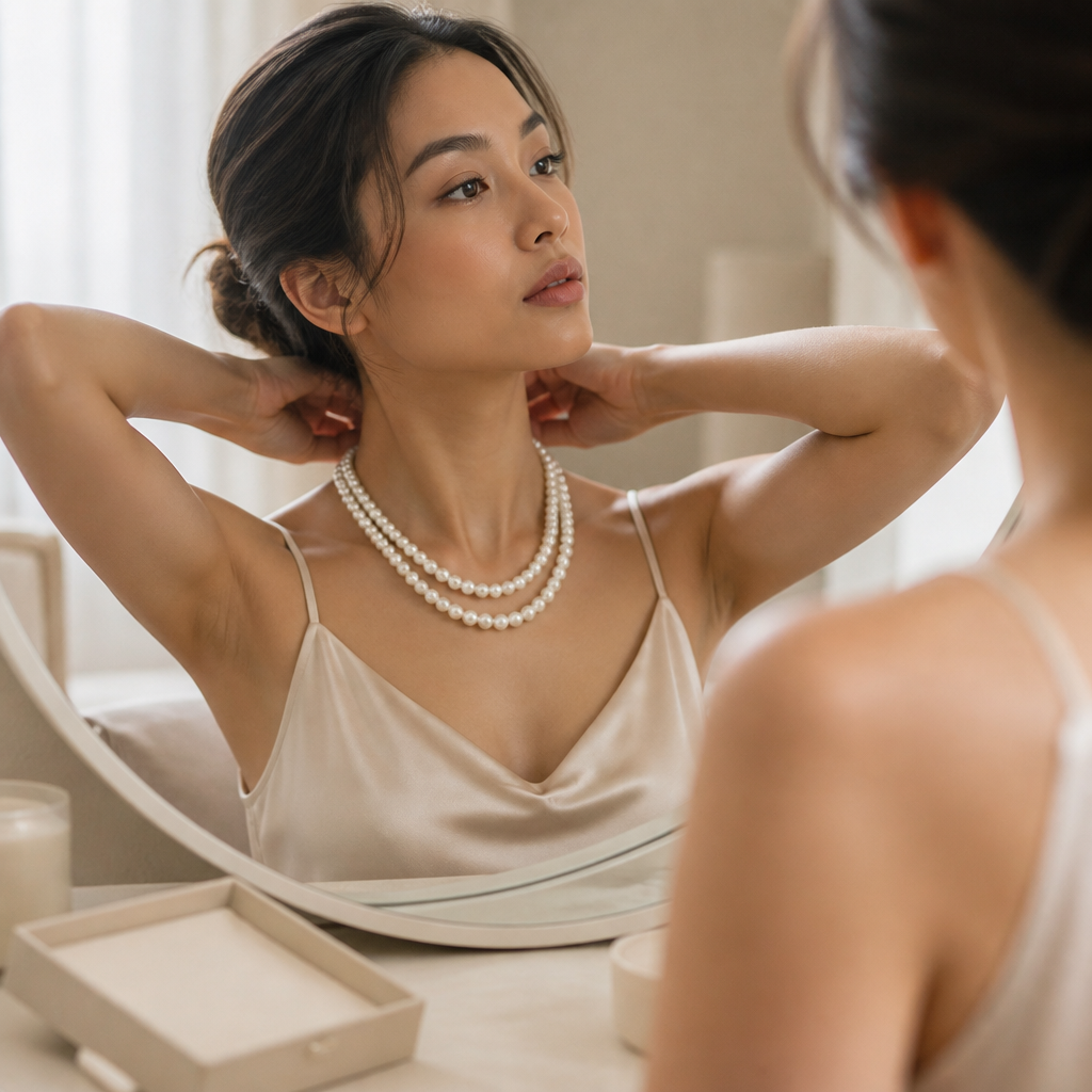Valoré – Collier de perles graduées superposées avec fermoir réglable en acier inoxydable - Souliia