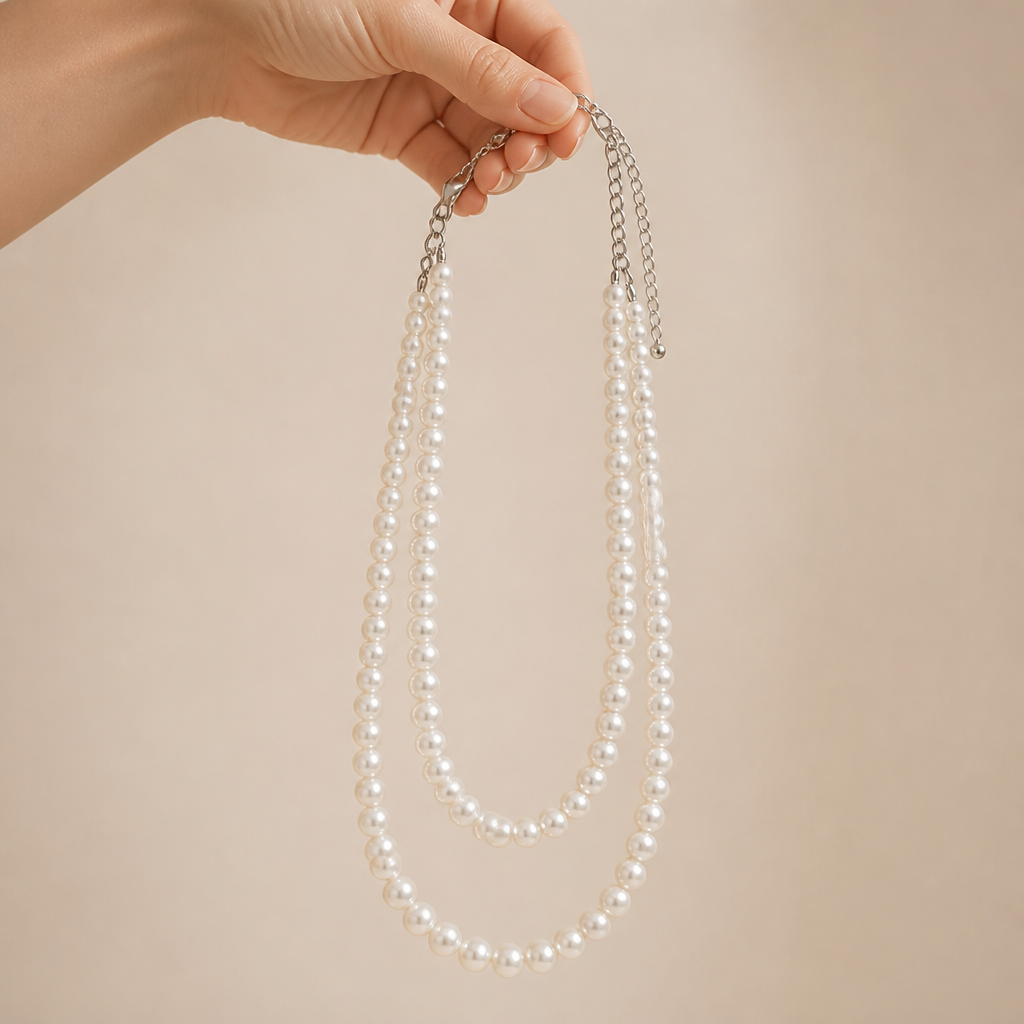 Valoré – Collier de perles graduées superposées avec fermoir réglable en acier inoxydable - Souliia