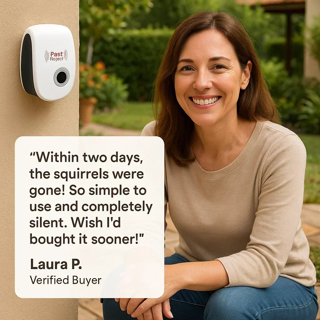 Ultrasonic Squirrel Repellent for Gardens and Yards - 48 Hour Effect - Souliia