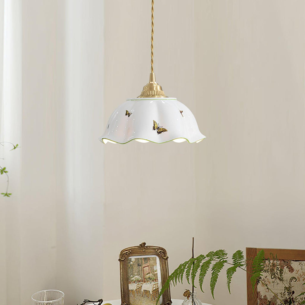 Retro Cream Style Ceramic Pendant Lamp M21 | Souliia