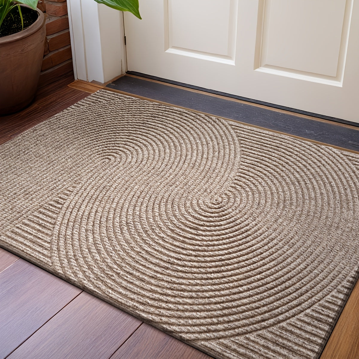 Home Horizon Geometric Striped Doormat — Non-Slip Backing, 75cm X 45cm
