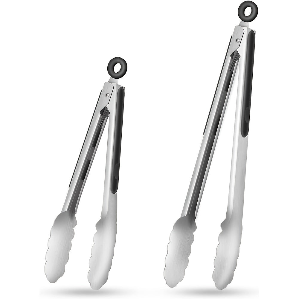 Locktong Stainless Steel Tongs — Silicone Grip Handles, Locking Mechanism