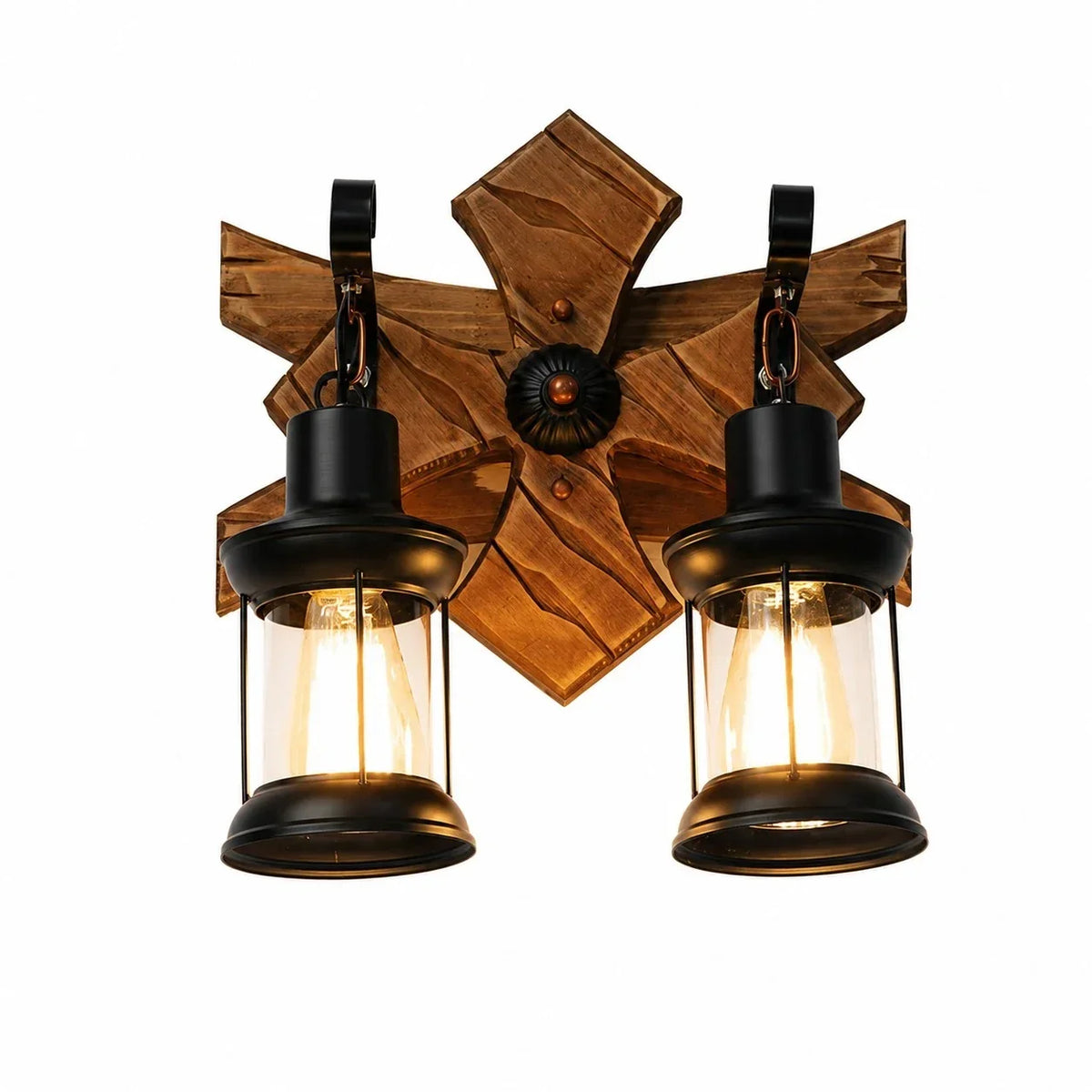 Rustic Ship Wood Industrial Wall Sconce Lamp | Souliia