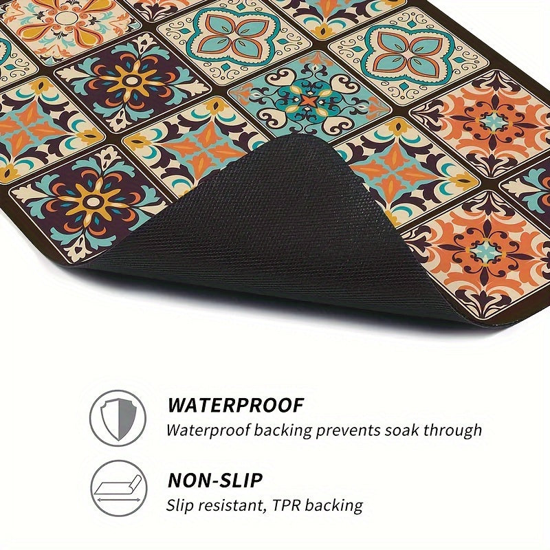 Retro Mosaic Washing Machine Cover Mat - Souliia