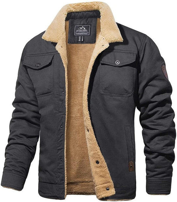 Chaqueta de aviador con cuello plegable - Prenda de abrigo cálida para el invierno