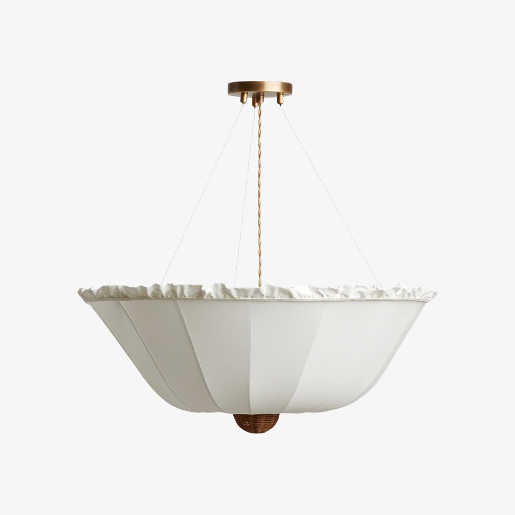 Wickara Natural Wicker Parasol Contemporary Flush-Mount Ceiling Light for Small Rooms | Souliia