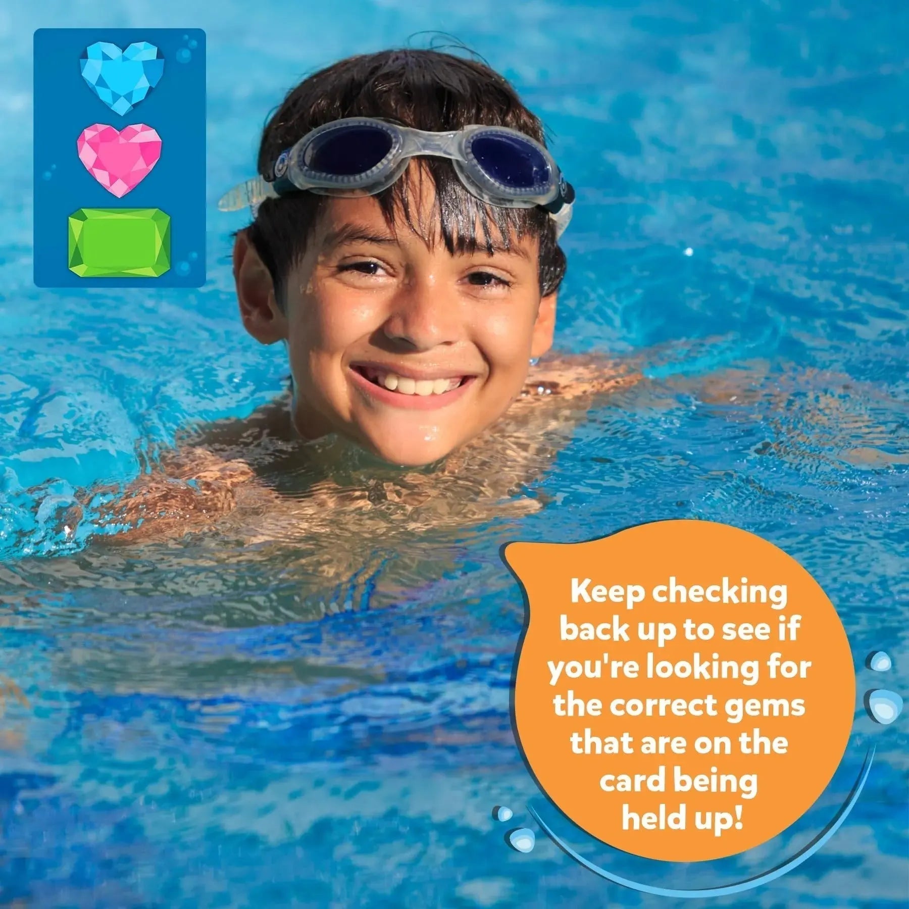 Underwater Pool Treasure Game with Waterproof Gems and Cards - Souliia