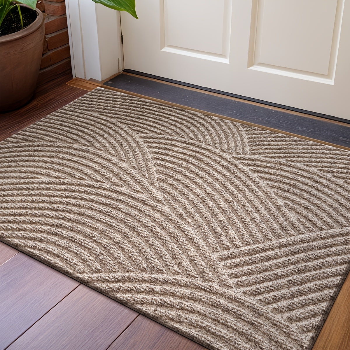 Home Horizon Geometric Striped Doormat — Non-Slip Backing, 75cm X 45cm