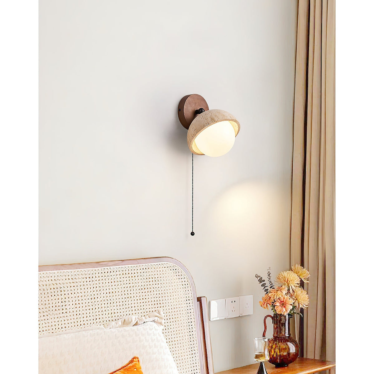 Modern Travertine Wall Lamp – Minimalist Stone Sconce for Bedroom Living Room Hallway | Souliia
