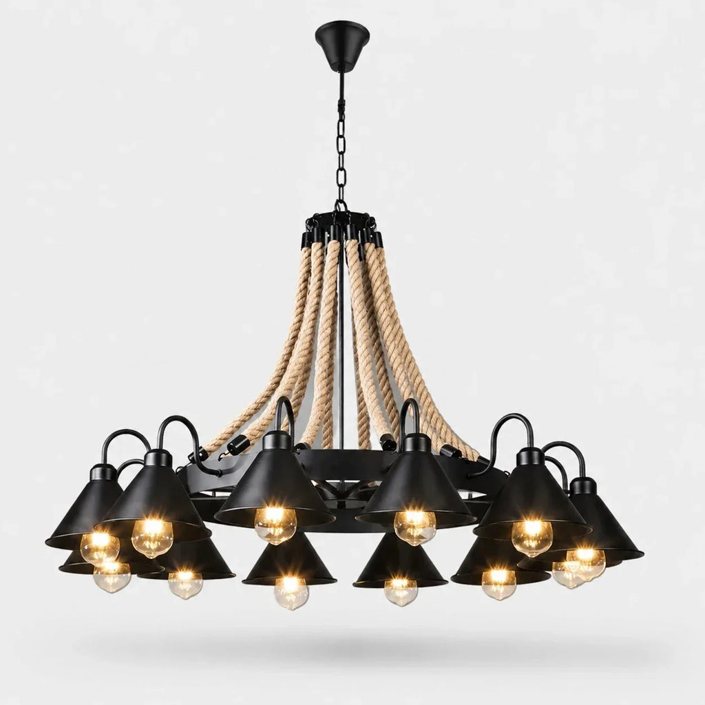 Rustic Farmhouse Rope Chandelier | Souliia