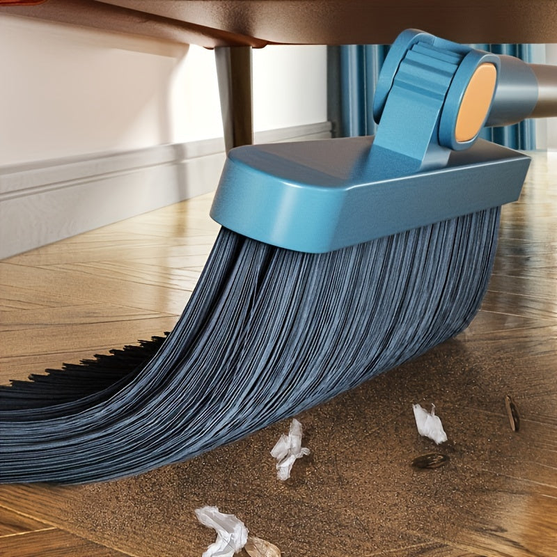 Cleansweep Pro Long-Handle Broom & Dustpan Set — 360° Rotating Head, Built-In Comb Teeth