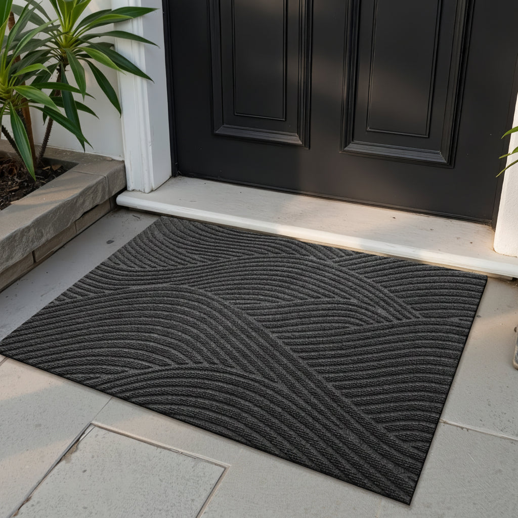 Home Horizon Geometric Striped Doormat — Non-Slip Backing, 75cm X 45cm
