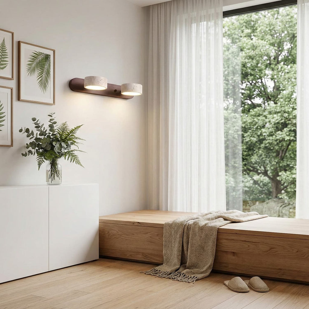 Travellia Moderne lineare Mehrkopf-Wandleuchte - Natürliche Stein Minimalistische Beleuchtung für Schlafzimmer und Flur | Souliia