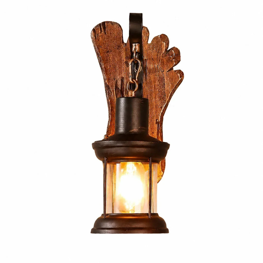 Rustic Ship Wood Industrial Wall Sconce Lamp | Souliia