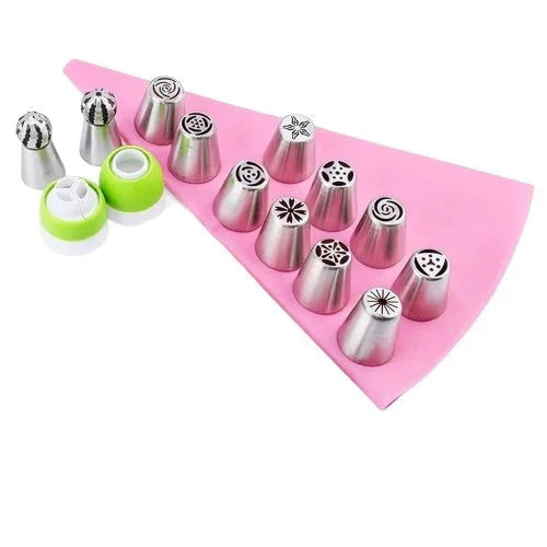 Set of 12 Tulip Piping Nozzles with Silicone Piping Bag - Souliia