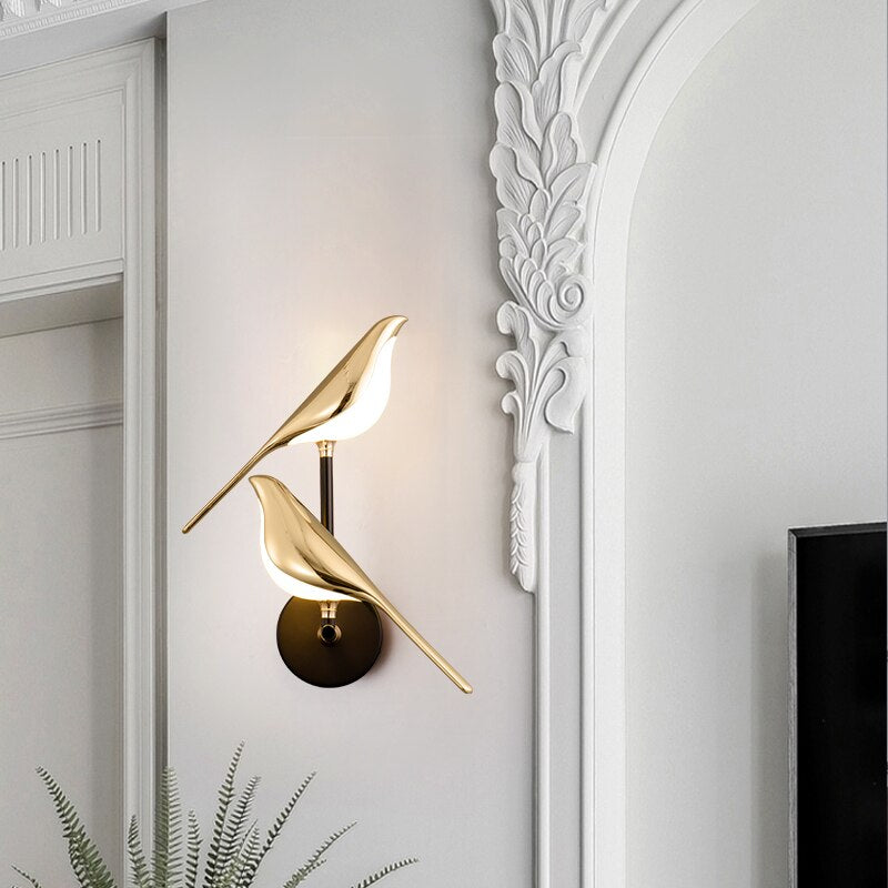Pawdia Bird Wall Sconce - Metal Acrylic Modern LED Wall Lamp for Bedroom and Hallway | Souliia