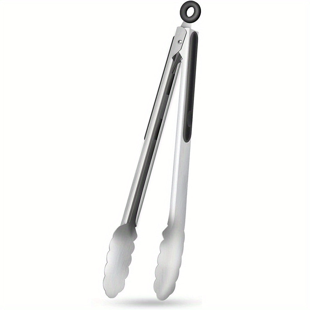 Locktong Stainless Steel Tongs — Silicone Grip Handles, Locking Mechanism