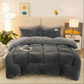 Velvloft Lamb Fleece Bed Comforter — Grid Pattern