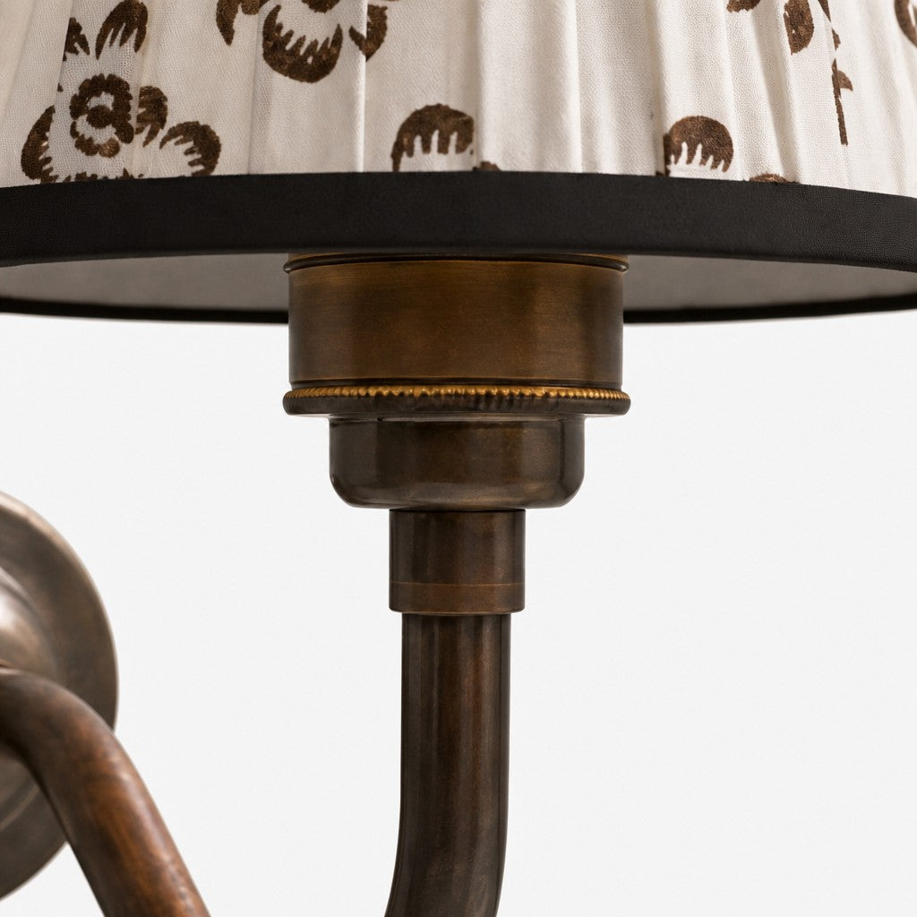 Solmire Fabric Wall Sconce - Vintage Linen Cotton Shade with Curved Metal Arm for Bedroom and Hallway | Souliia