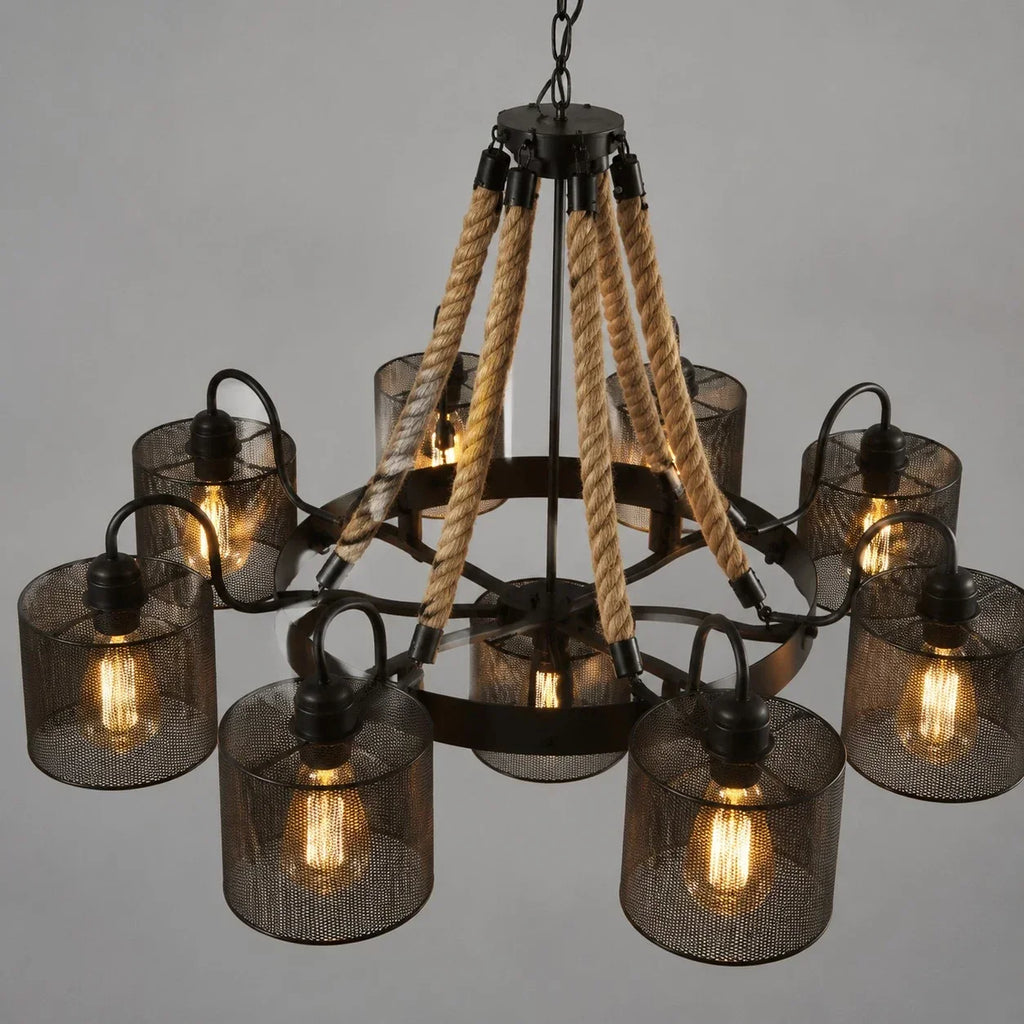 Rustic Farmhouse Rope Chandelier | Souliia