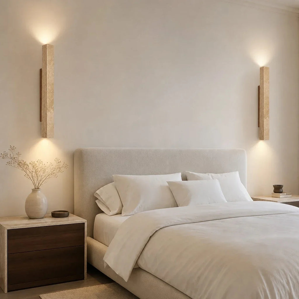 Stone Linear Wall Sconce, Up Down Wall Light for Hallway, Vanity, Bedroom and Stairway | Souliia