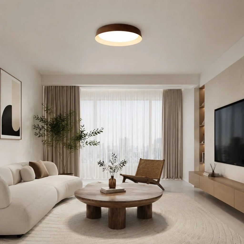 Plafoniera LED color legno in stile wabi-sabi | Souliia