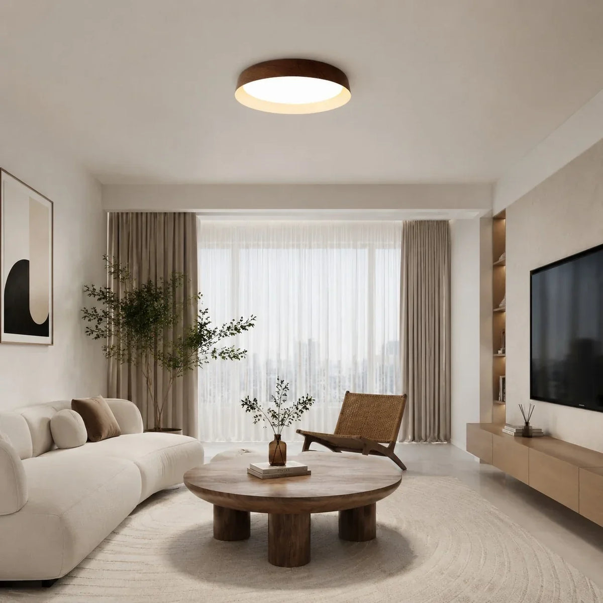 Plafoniera LED color legno in stile wabi-sabi | Souliia