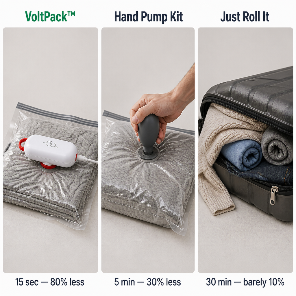 VoltPack — Shrink Your Suitcase 80% With a Pocket USB Vacuum Pump - Souliia