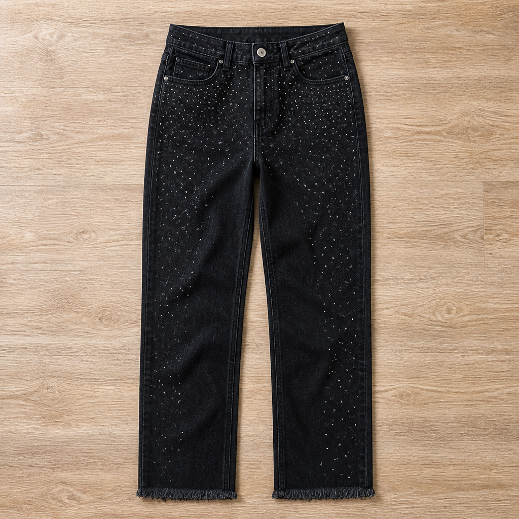 VivaShine Straight Jeans — Shine Bright and Own Every Glance with Effortless Glamour - Souliia