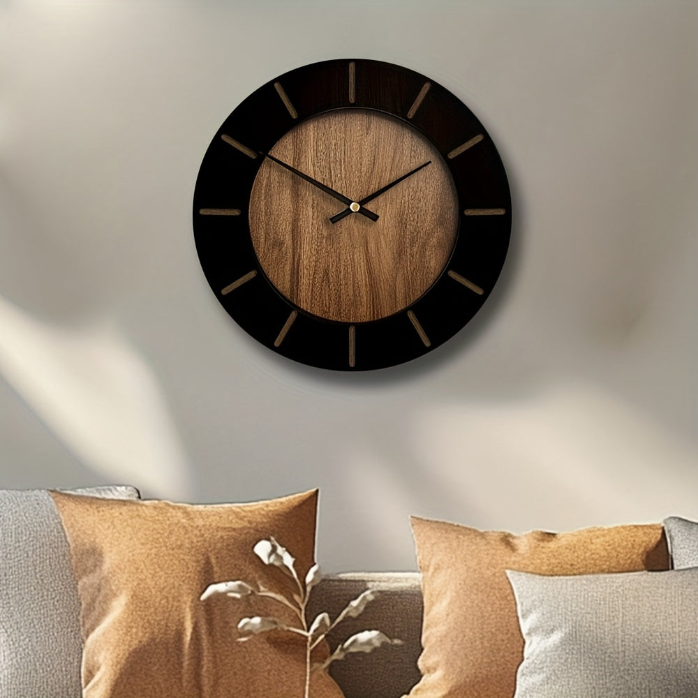 TimberMuse Wooden Wall Clock — Silent Movement, Classic Silhouette