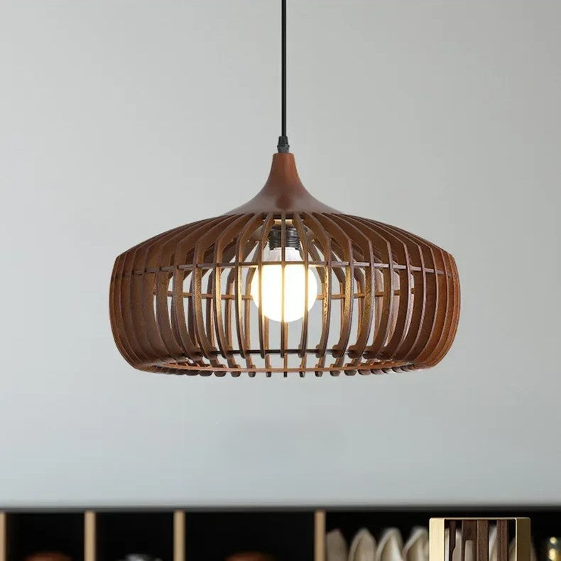 The Halo of Zen Japandi Wood Pendant Light | Souliia