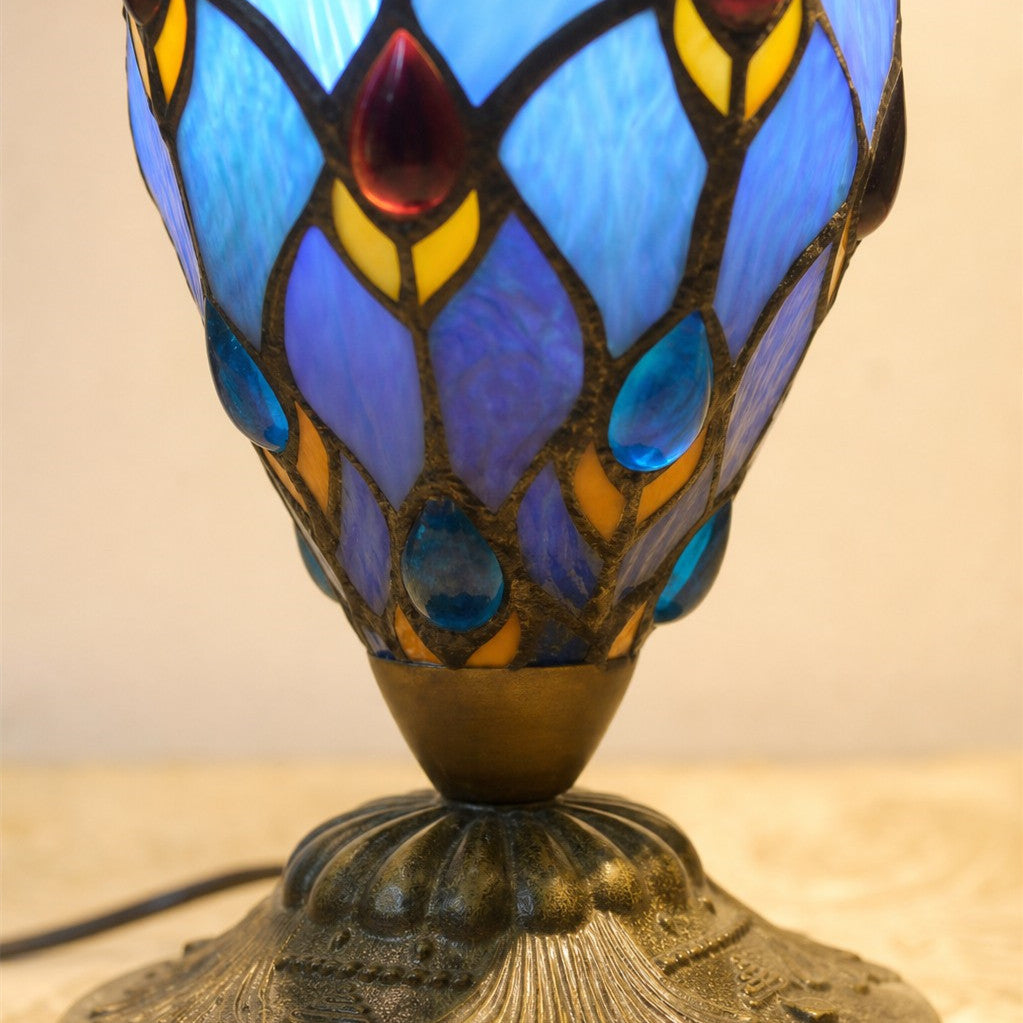 TF Tivanny Art Deco Stained Glass Table Lamp - Vintage Style for Bedroom or Living Room | Souliia