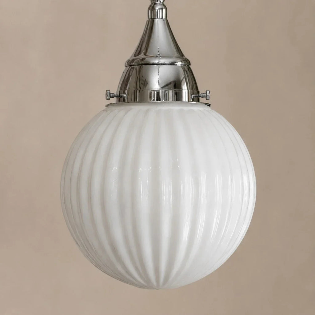 Ribbed Milk Glass Pendant Light | Souliia