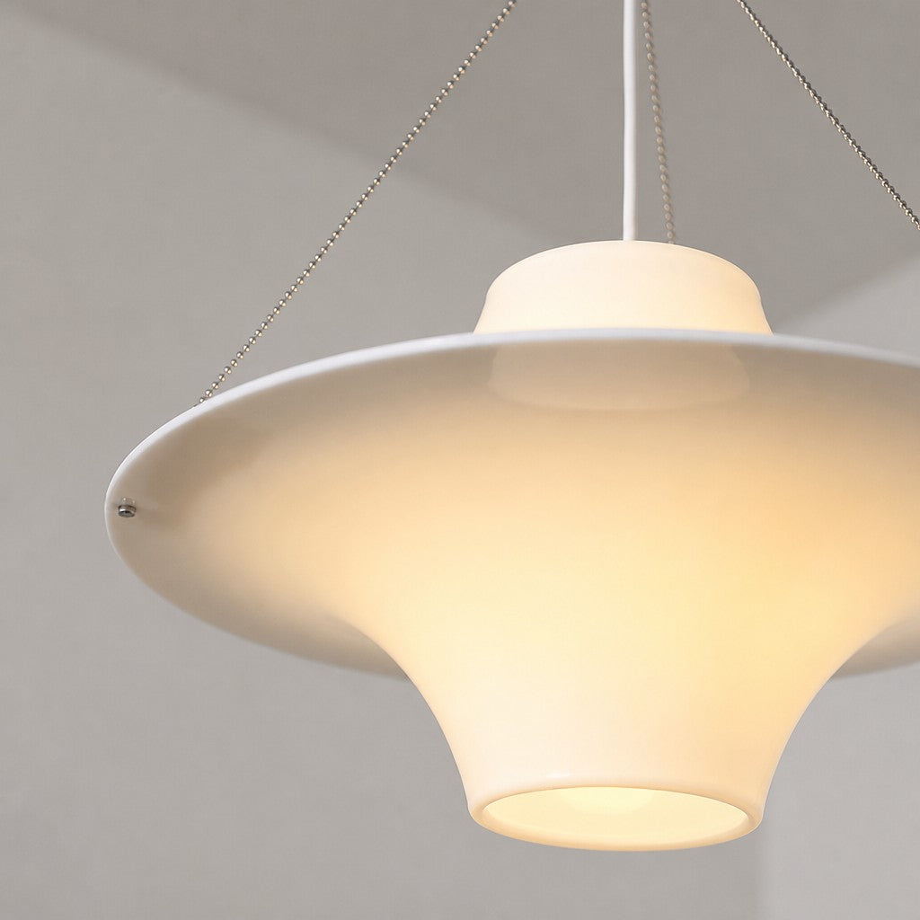 Saebery UFO Pendant Light - White Metal and Acrylic Saucer Pendant Lamp for Bedroom and Dining Room | Souliia
