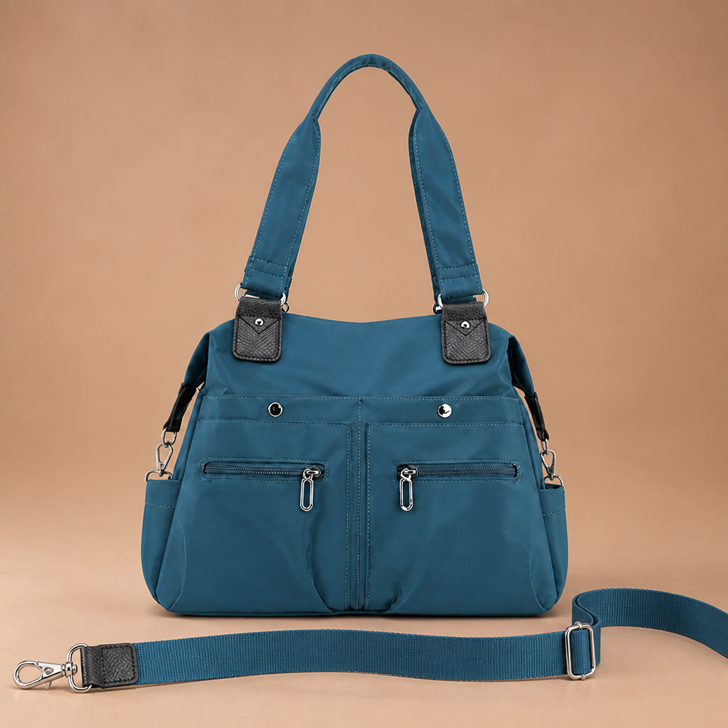 VeroStride – Soft Nylon Shoulder Bag with Detachable Crossbody Strap - Souliia