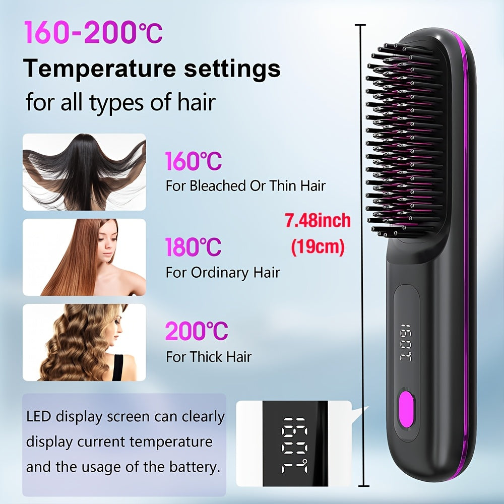 Auristyle Cordless Hot Comb Brush — Portable, Type-C Fast Charging