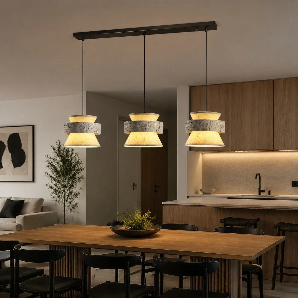 Silver Stone Texture Rice Paper Pendant Light | Souliia