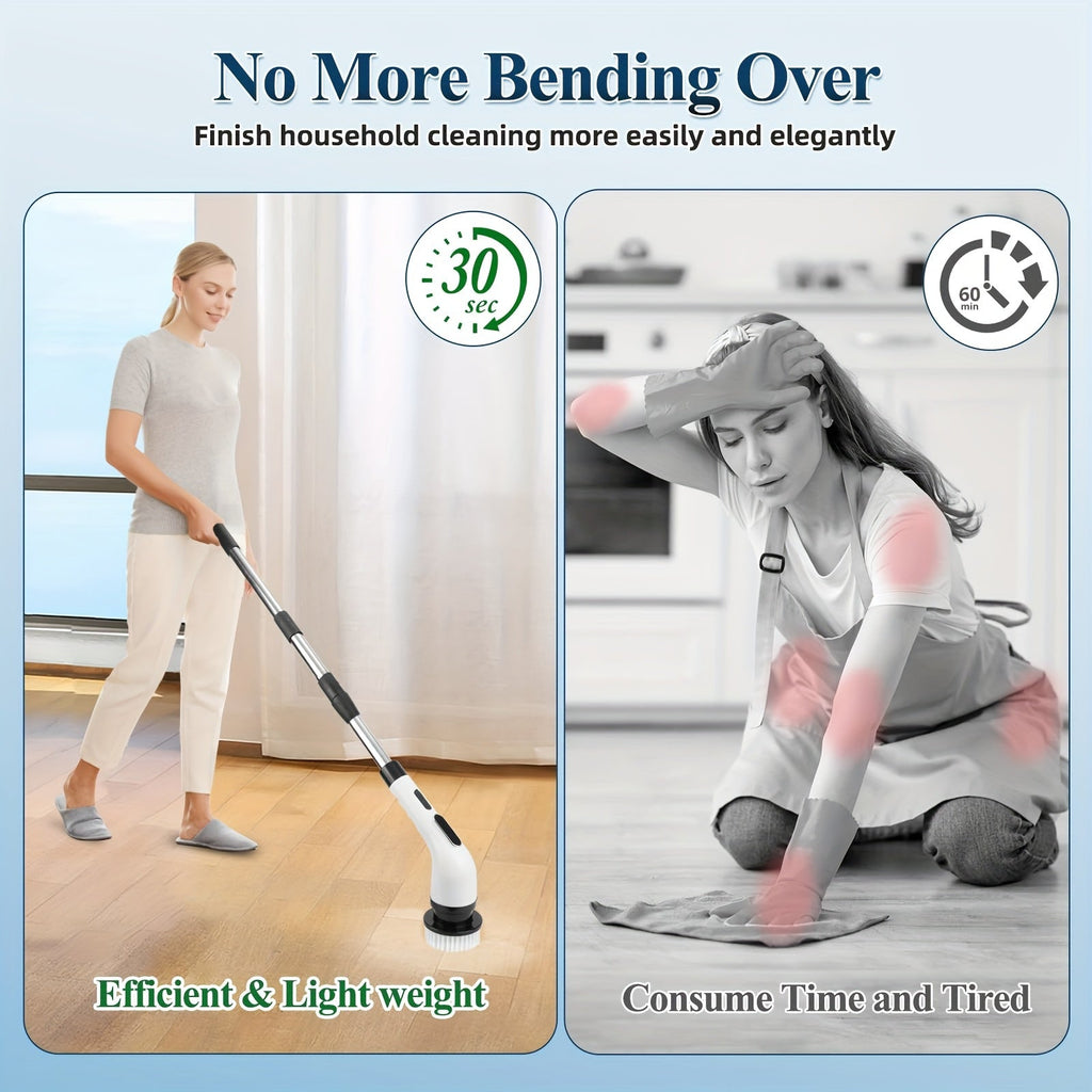 Cleanswift 9-In-1 Power Cleaning Brush Set — 300 RPM, 60-Minute Cordless Runtime, Nine Interchangeable Heads