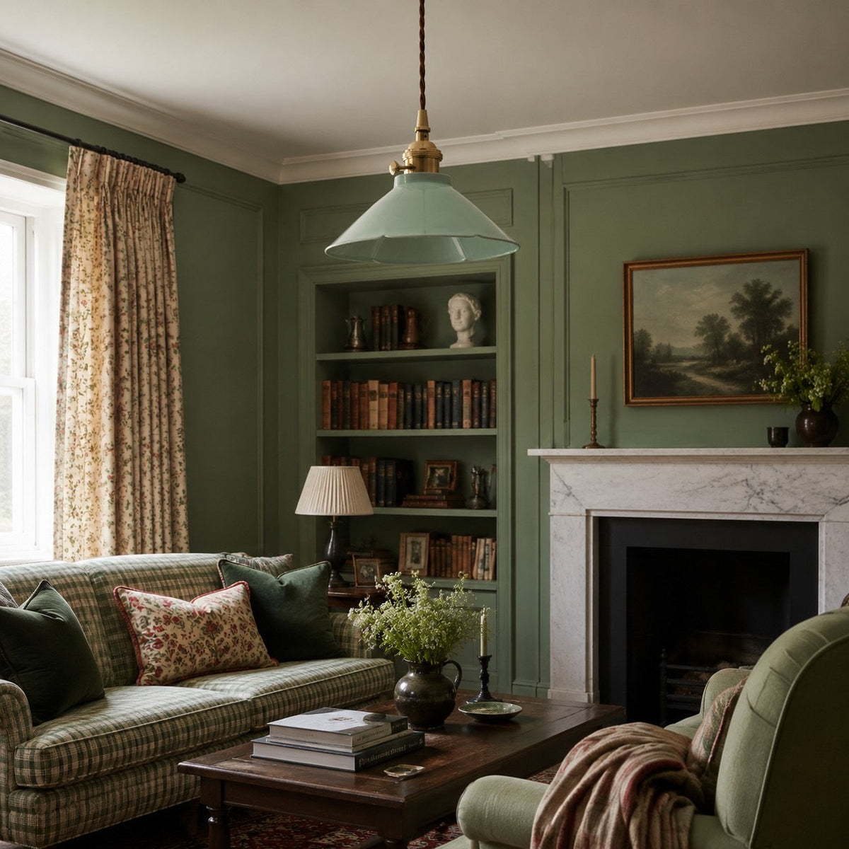 Plum Green Ceramic Pendant Light | Souliia