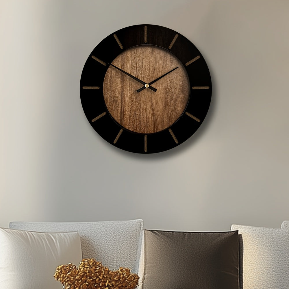TimberMuse Wooden Wall Clock — Silent Movement, Classic Silhouette